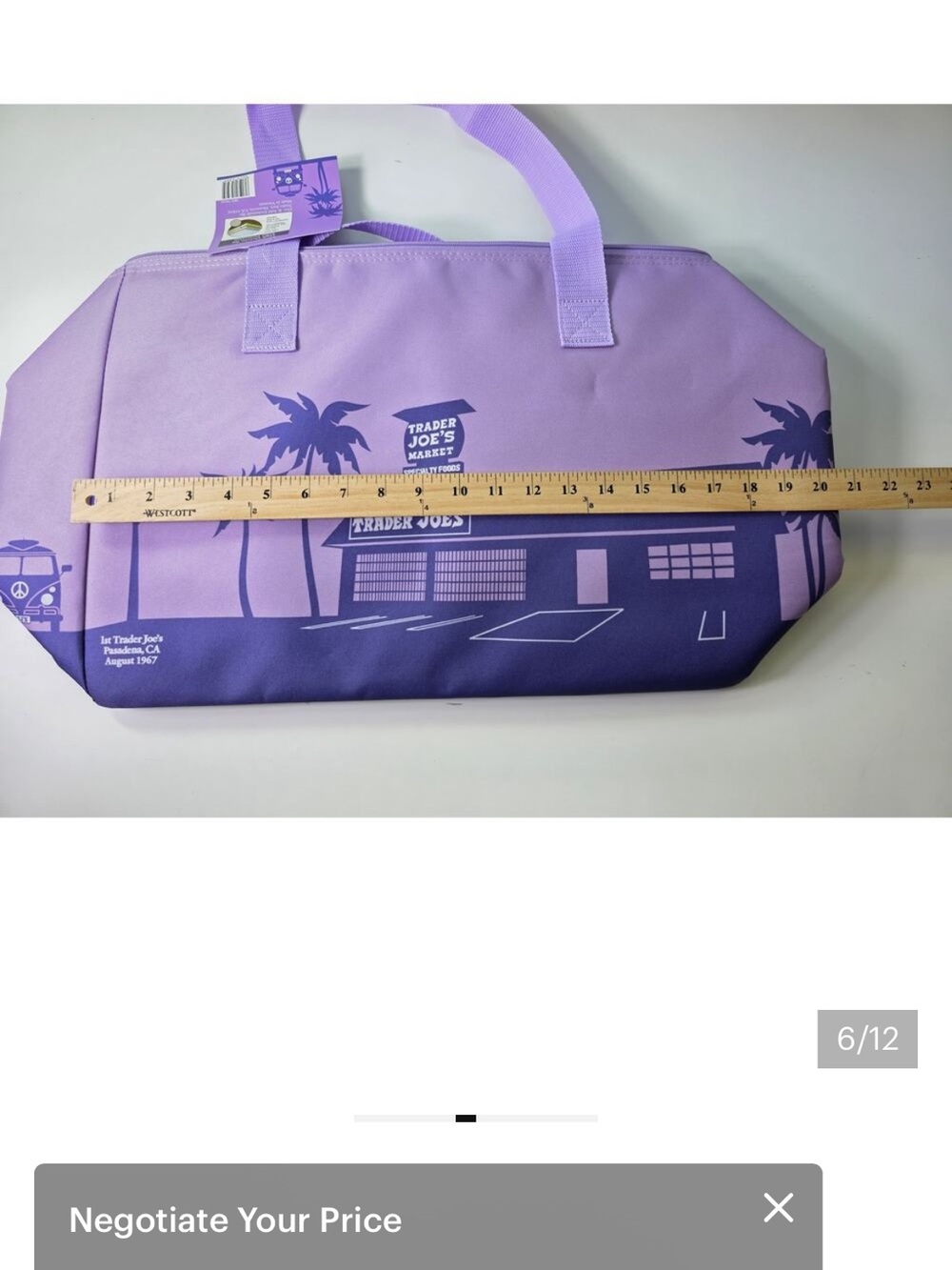Trader Joe's Lavender Graphic Insulated Bag - Picture 4 of 7